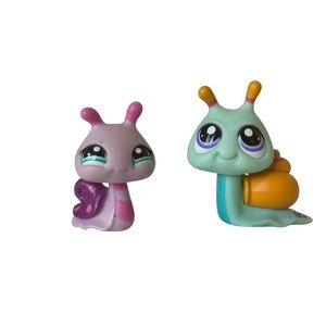 Littlest Pet Shop LPS Blue and Purple Snail #1528 #1529 Hasbro